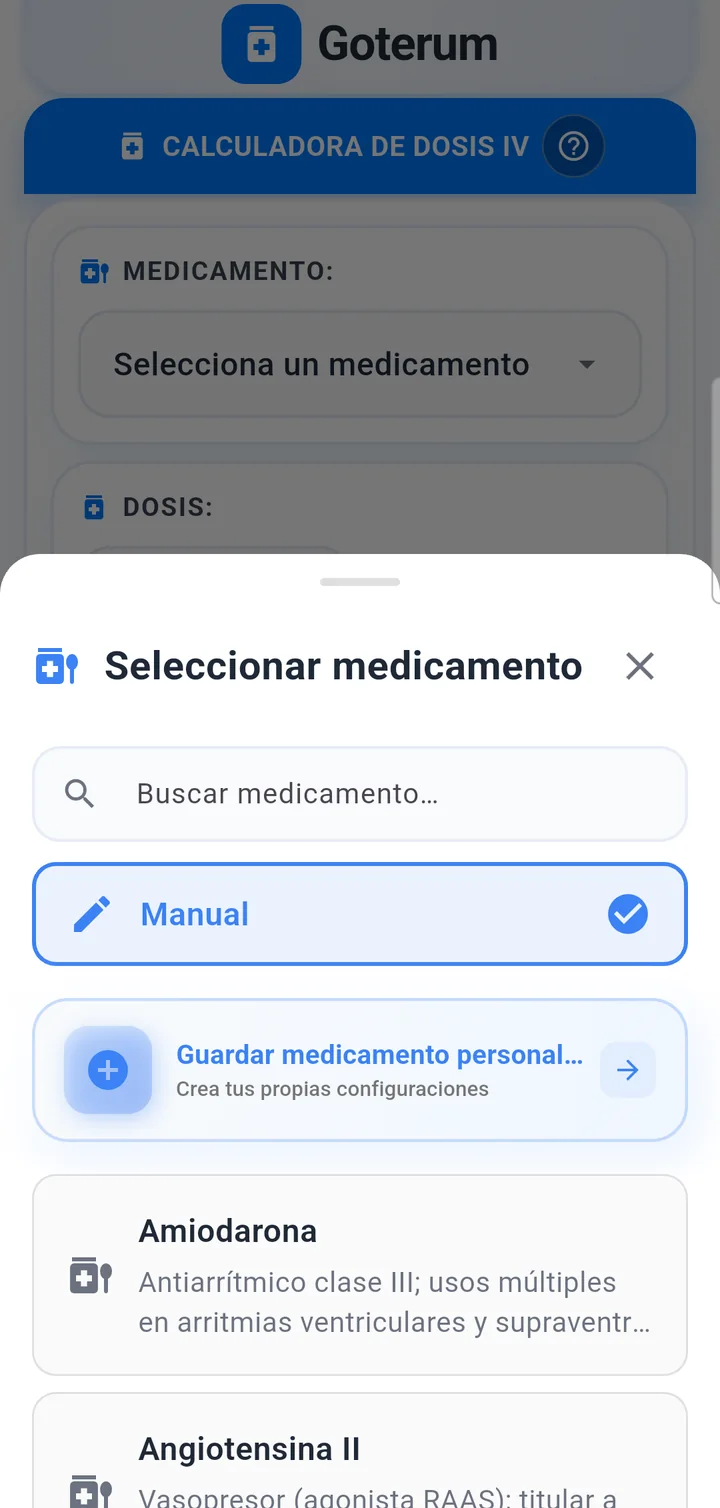 Base de datos de medicamentos IV en Goterum