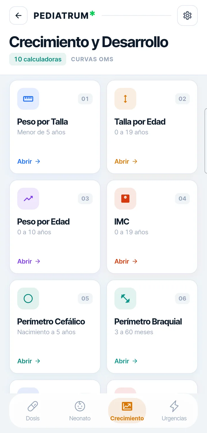 Curvas OMS de crecimiento y desarrollo en Pediatrum